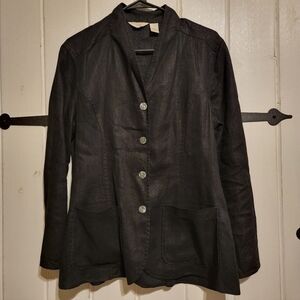 J.Jill Womens Blazer Linen Button Up Long Sleeve Size Small